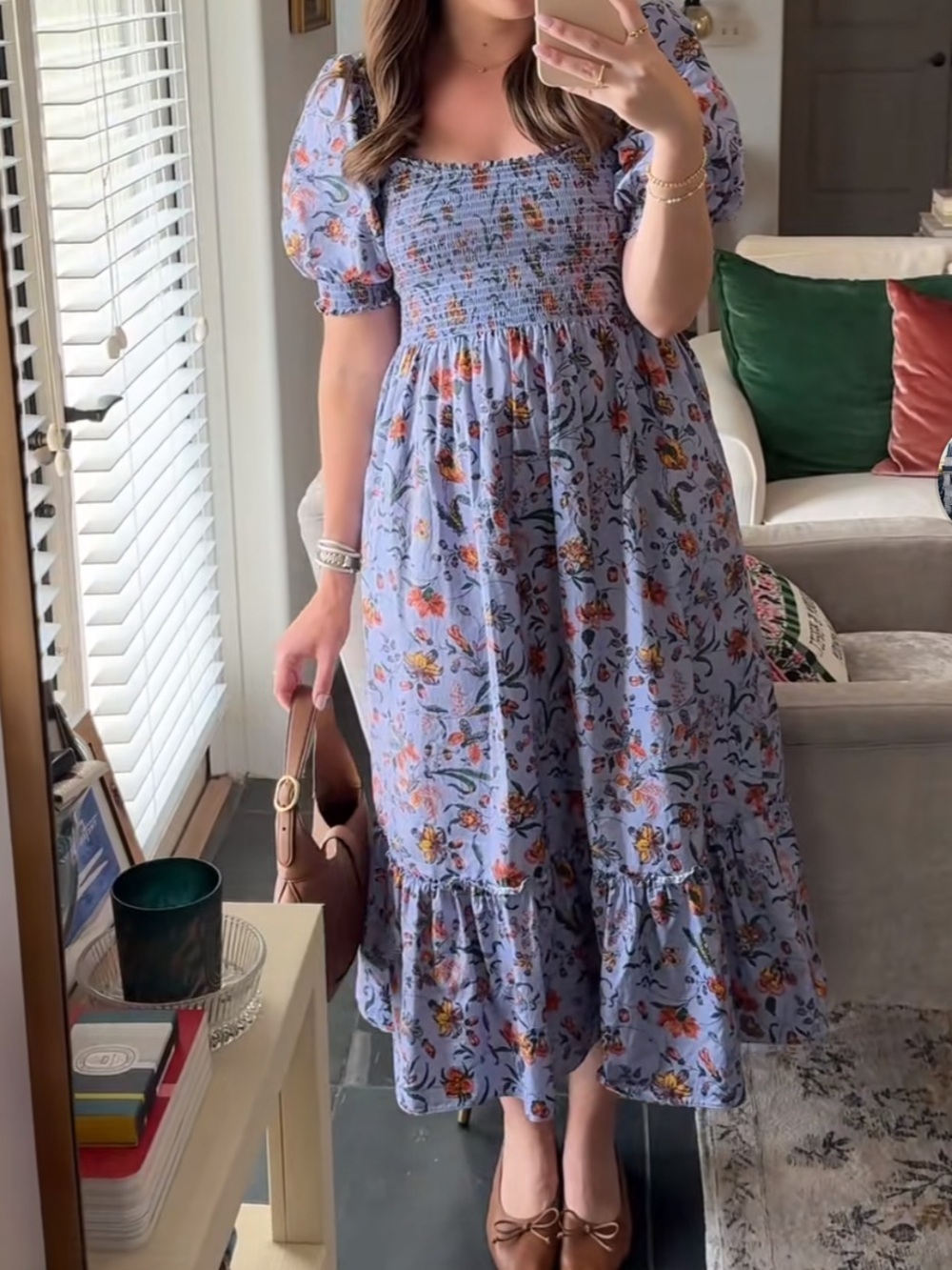 Hill House Stunning Floral Purple Louisa Nap Dress Midi Length